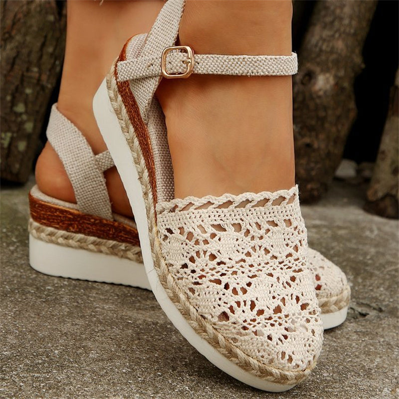 Dezsino.com Women's Elegant Closed Toe Crochet Wedge Sandals