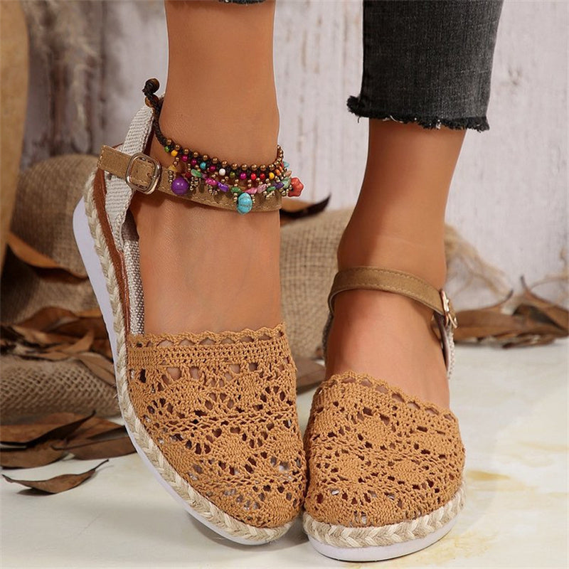 Dezsino.com Women's Elegant Closed Toe Crochet Wedge Sandals