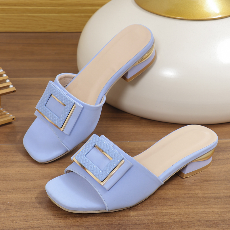 Dezsino.com Women's Elegant Chunky Heel Slide Sandals