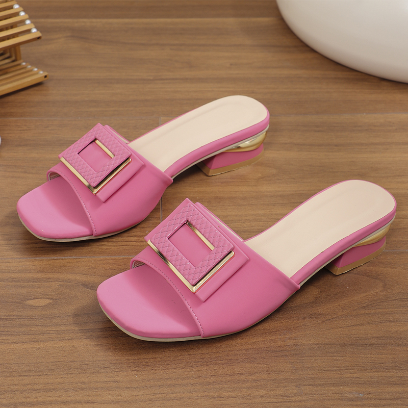 Dezsino.com Women's Elegant Chunky Heel Slide Sandals